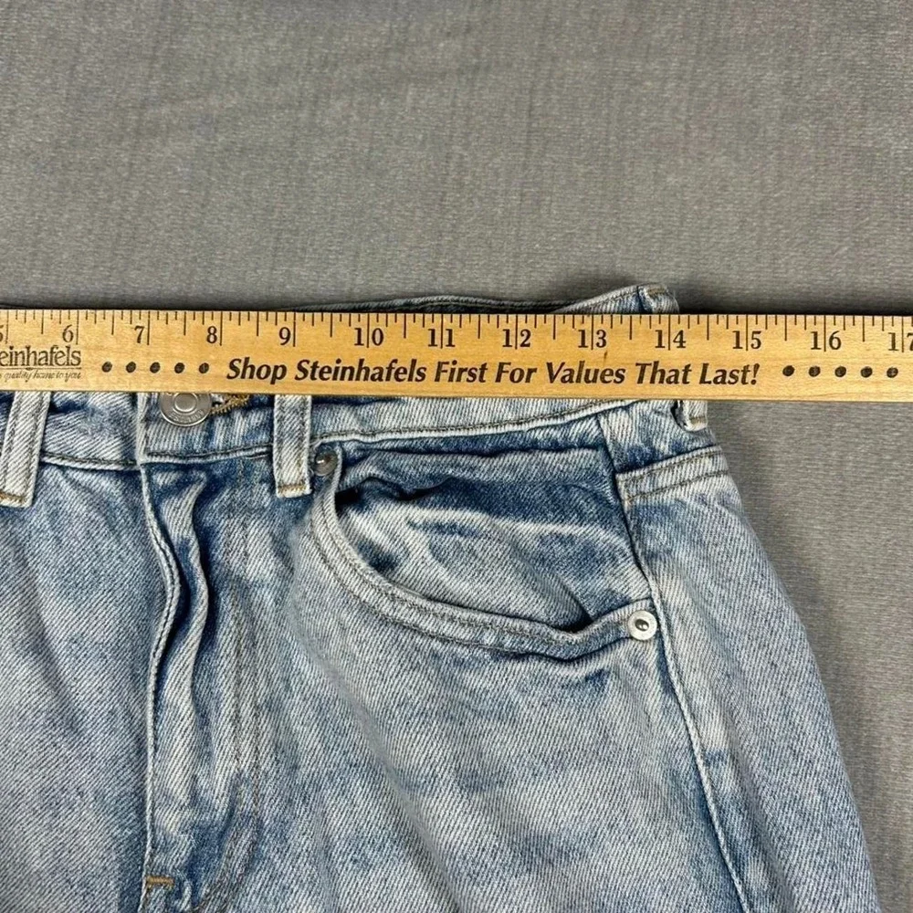 Primark Denim Co Light Wash Distressed Wide Leg Jeans Blue Ripped High Rise Sz 4
